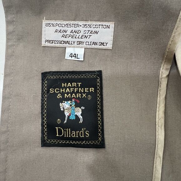 HART SCHAFFNER MARX 44L Trench Coat Tan Wool Blend Lining Double Breasted Men’s - Picture 14 of 16